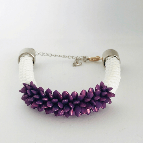 Gehaakte armband gekko beads paars